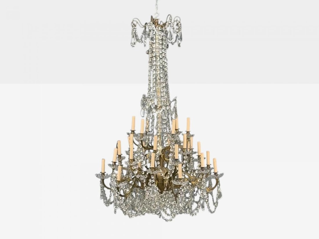 Louis XVI Style, Bronze, Crystal, Thirty-Light Chandelier, France, 19th/20th c. - 3