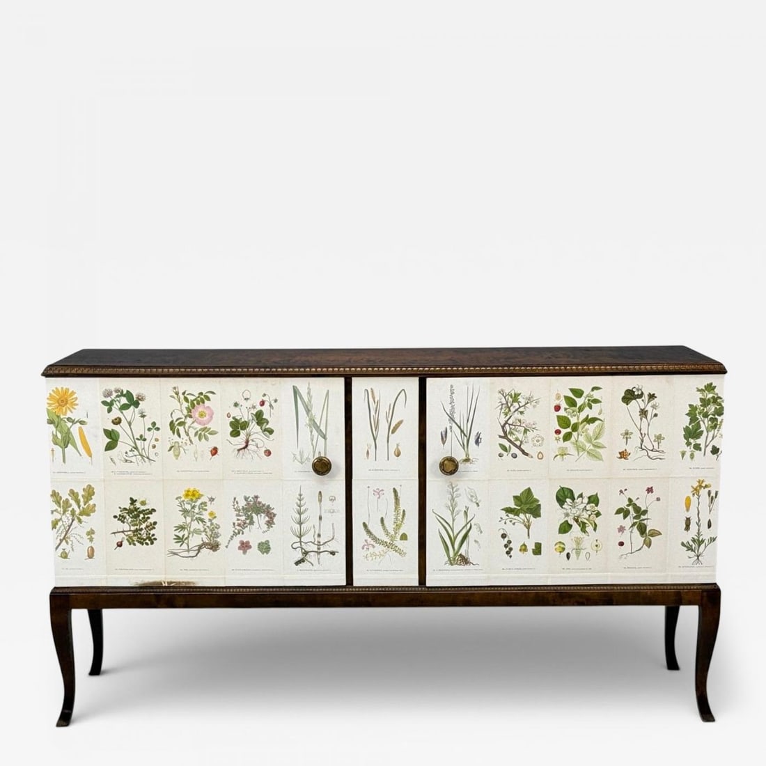 Swedish Modern, Nordens Flora Credenza, Wallpaper, Birch, Sweden, 1940s: Title: Swedish Modern, Nordens Flora Credenza, Wallpaper, Birch, Sweden, 1940s Description: "Swedish Modern, Nordens Flora Sideboard or Credenza, C.A.M Lindman Wallpaper, Birch, Sweden, 1940s A wonder