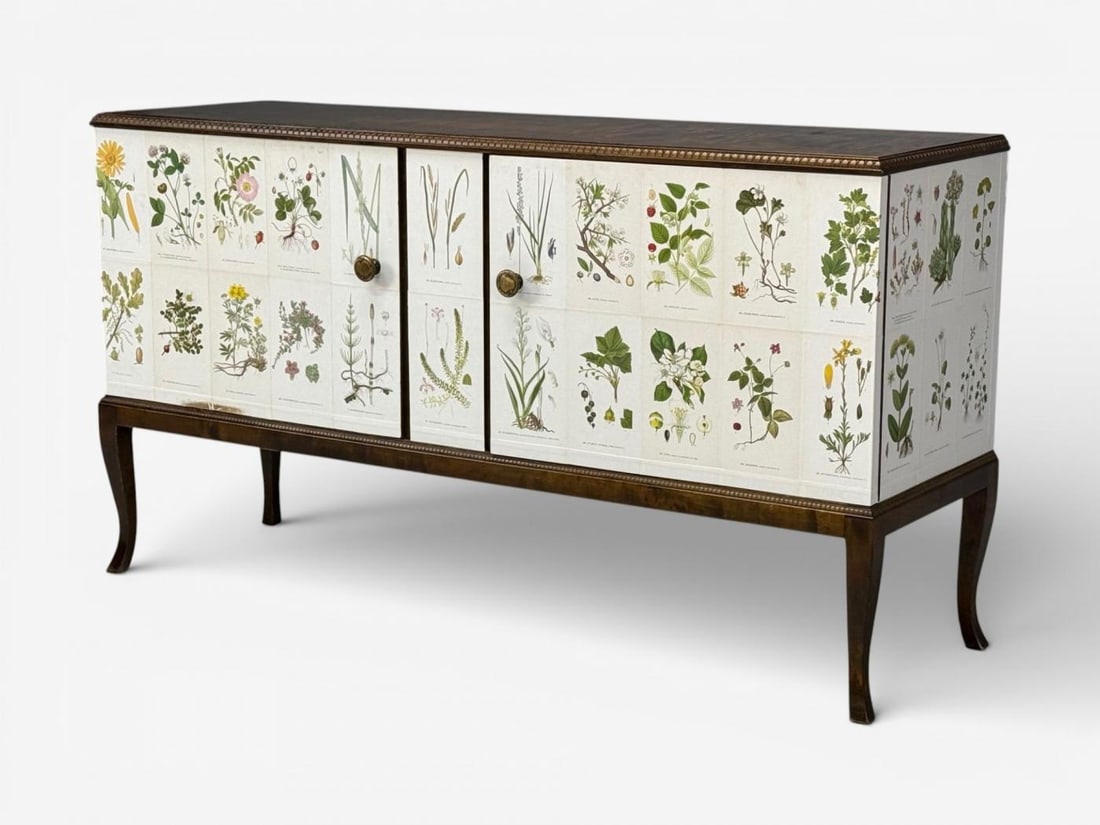 Swedish Modern, Nordens Flora Credenza, Wallpaper, Birch, Sweden, 1940s - 5