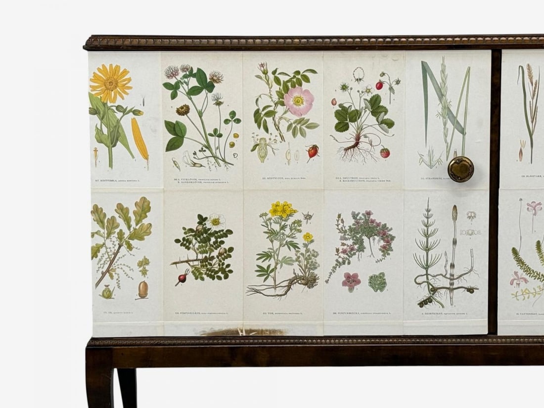 Swedish Modern, Nordens Flora Credenza, Wallpaper, Birch, Sweden, 1940s - 7
