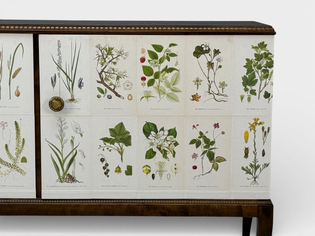Swedish Modern, Nordens Flora Credenza, Wallpaper, Birch, Sweden, 1940s - 9