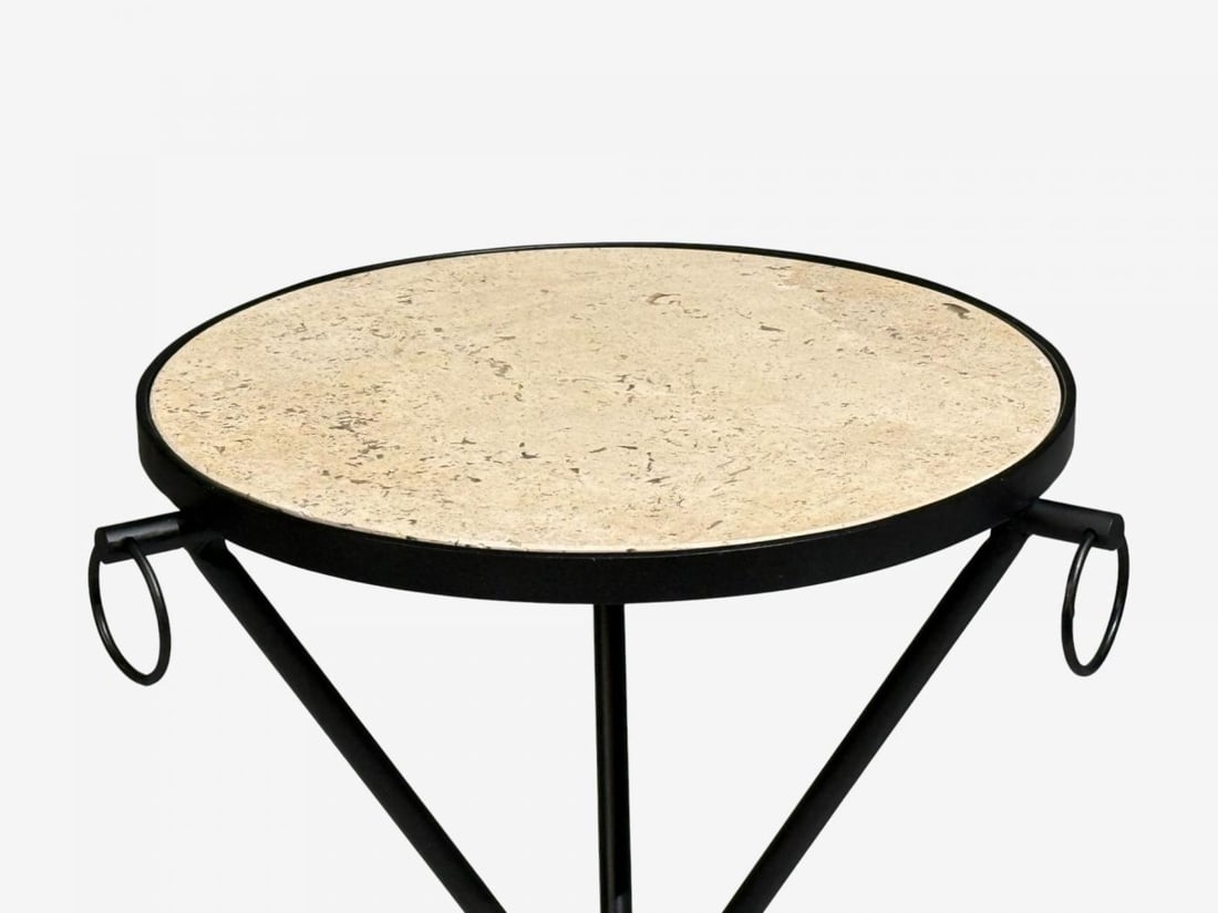 Jean-Michel Frank Style, Side Tables, Iron, Travertine, 20th c. - 6