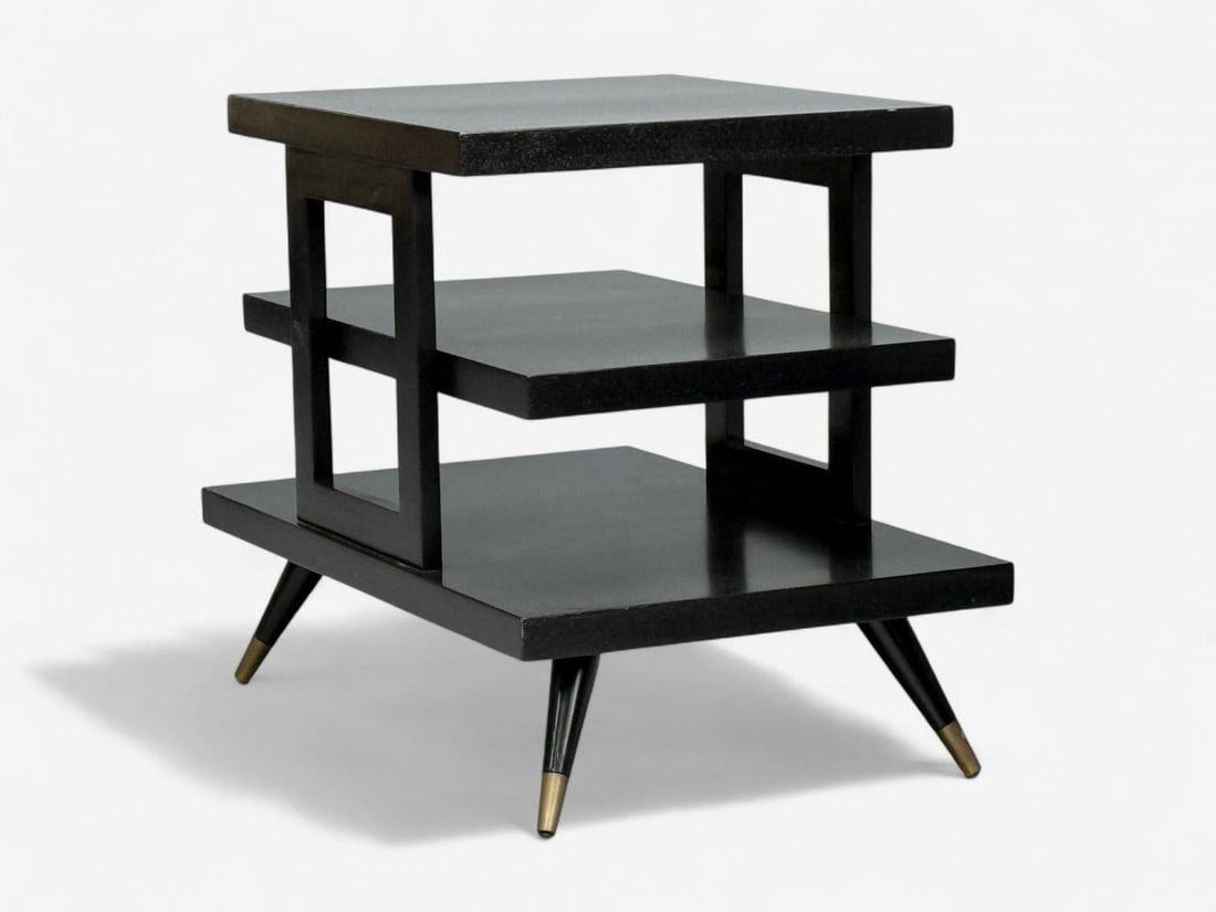 Ico Parisi Style, Ebonized Wood, Brass, Sculptural Side Tables, Europe, 1950s - 5