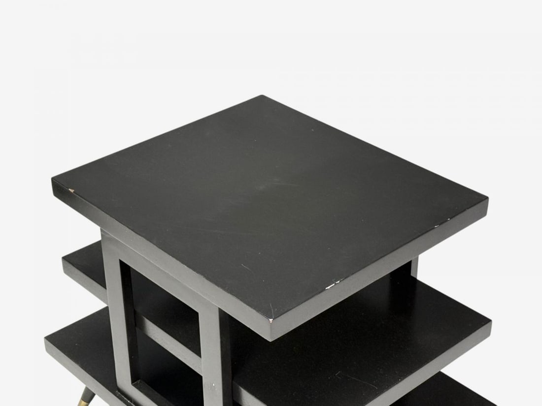 Ico Parisi Style, Ebonized Wood, Brass, Sculptural Side Tables, Europe, 1950s - 6