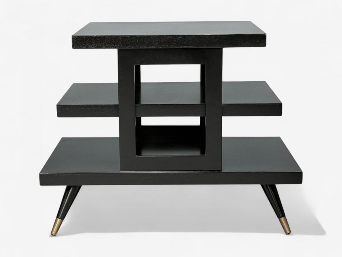 Ico Parisi Style, Ebonized Wood, Brass, Sculptural Side Tables, Europe, 1950s - 7