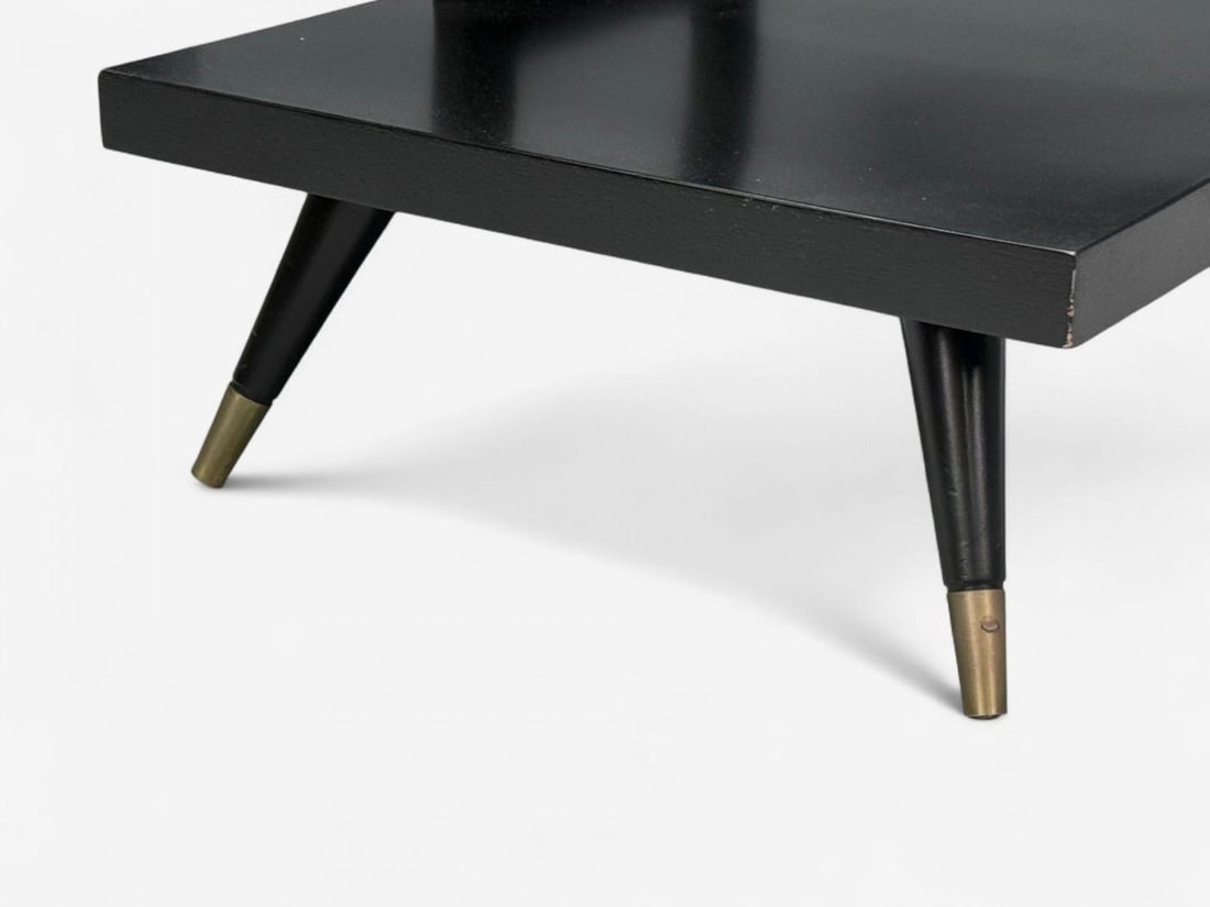 Ico Parisi Style, Ebonized Wood, Brass, Sculptural Side Tables, Europe, 1950s - 9