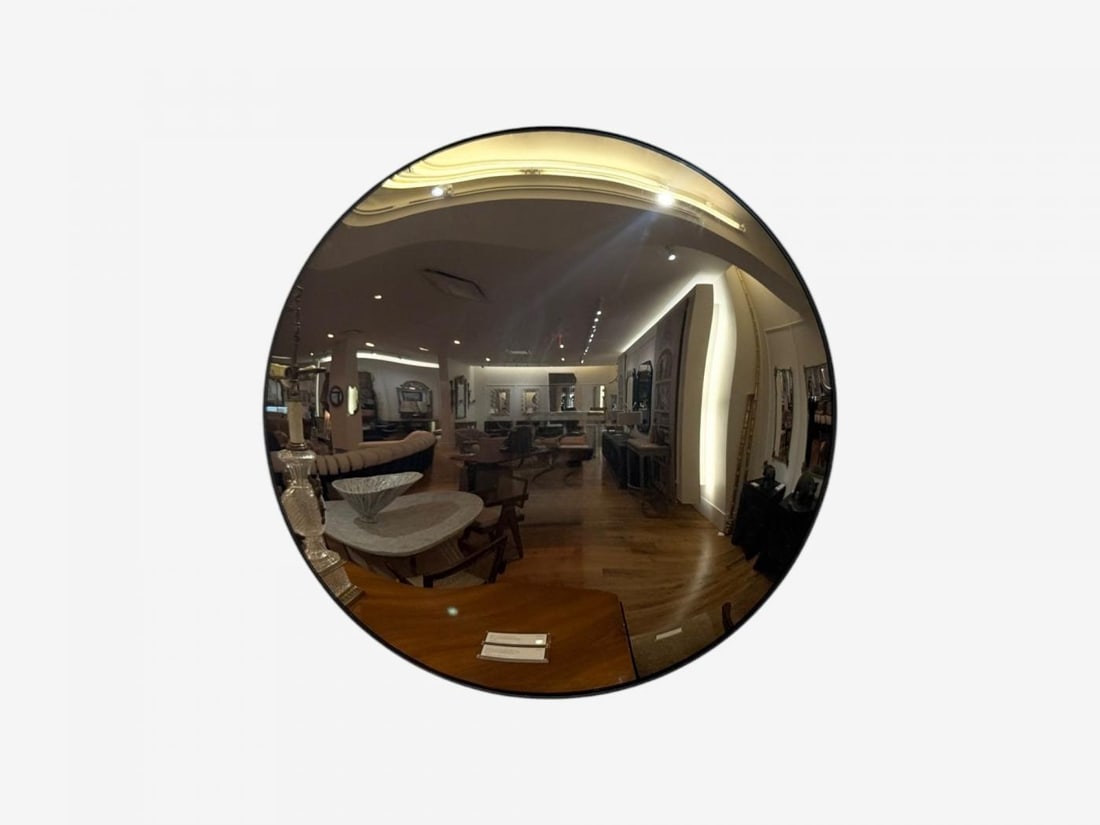 Contemporary, Convex Glass, Brass, Silver Space Age Wall Mirror - 3