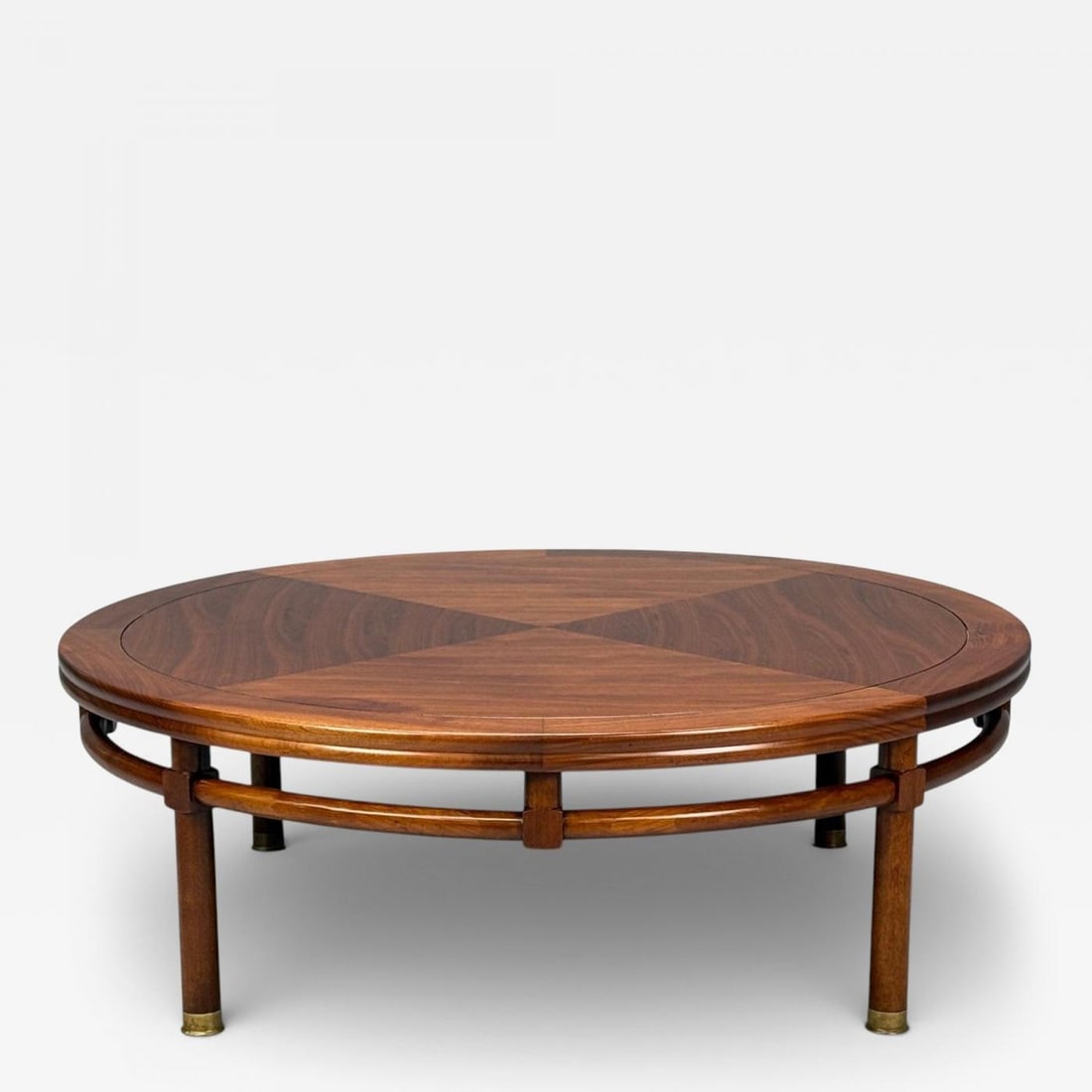 T.H. Robsjohn-Gibbings, Round Coffee Table, Brass, Walnut, USA, 1960s (1 of 10)