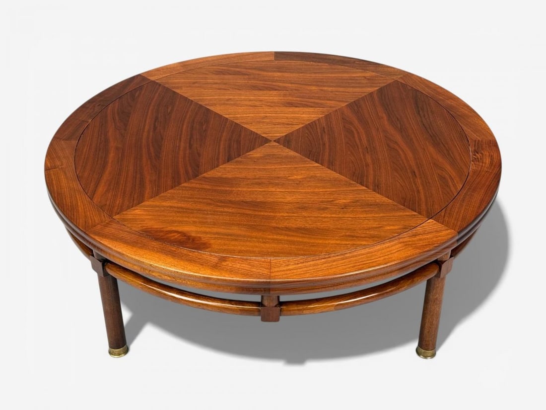 T.H. Robsjohn-Gibbings, Round Coffee Table, Brass, Walnut, USA, 1960s - 8