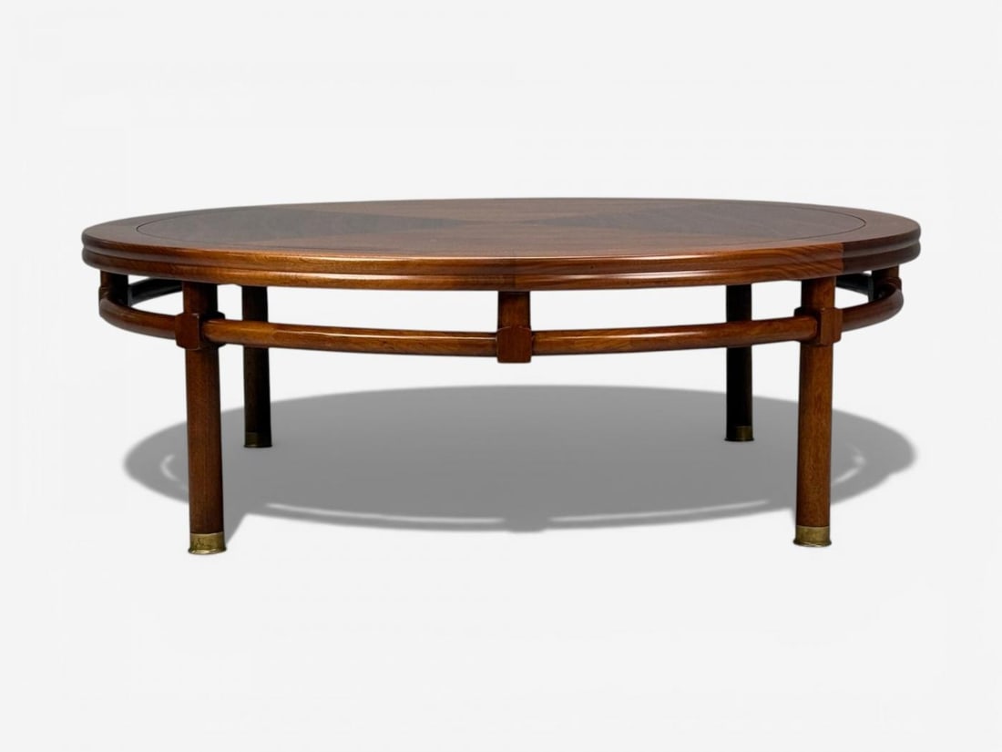 T.H. Robsjohn-Gibbings, Round Coffee Table, Brass, Walnut, USA, 1960s - 9