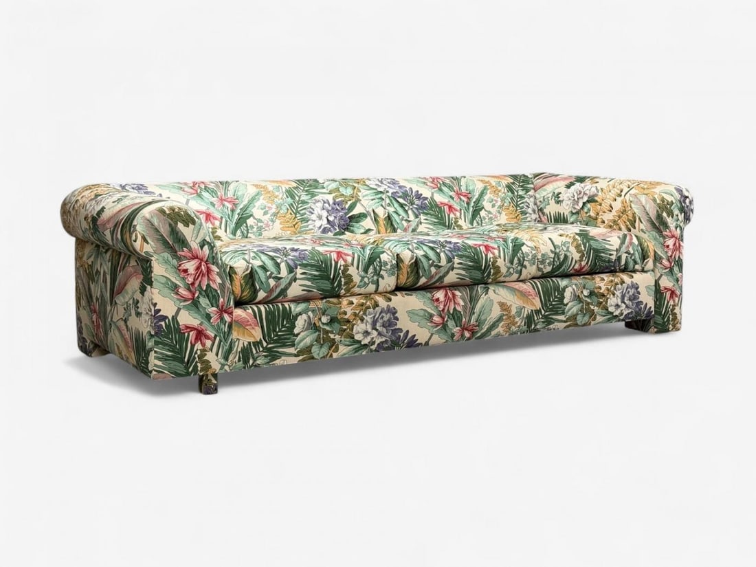 American Modern, Tropical Fabric, Monumental Custom Sofa, USA, 20th c. - 2