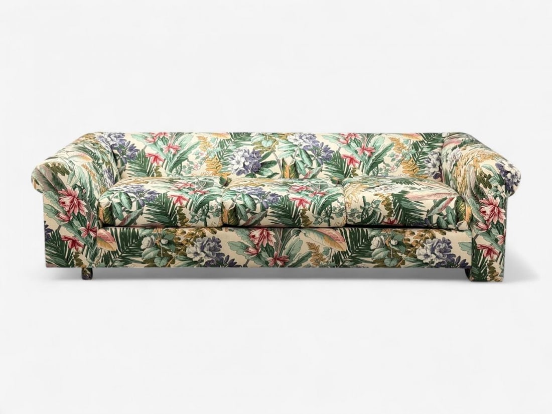 American Modern, Tropical Fabric, Monumental Custom Sofa, USA, 20th c. - 3