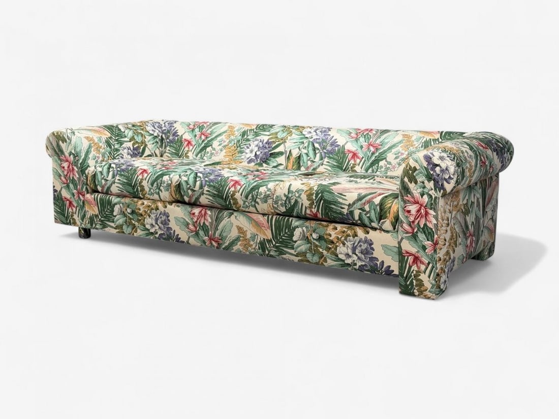 American Modern, Tropical Fabric, Monumental Custom Sofa, USA, 20th c. - 4