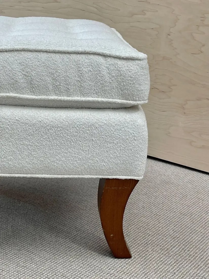 Mid-Century Modern American Designer Tufted Ottomans, Stools, Walnut, Bouclé - 8