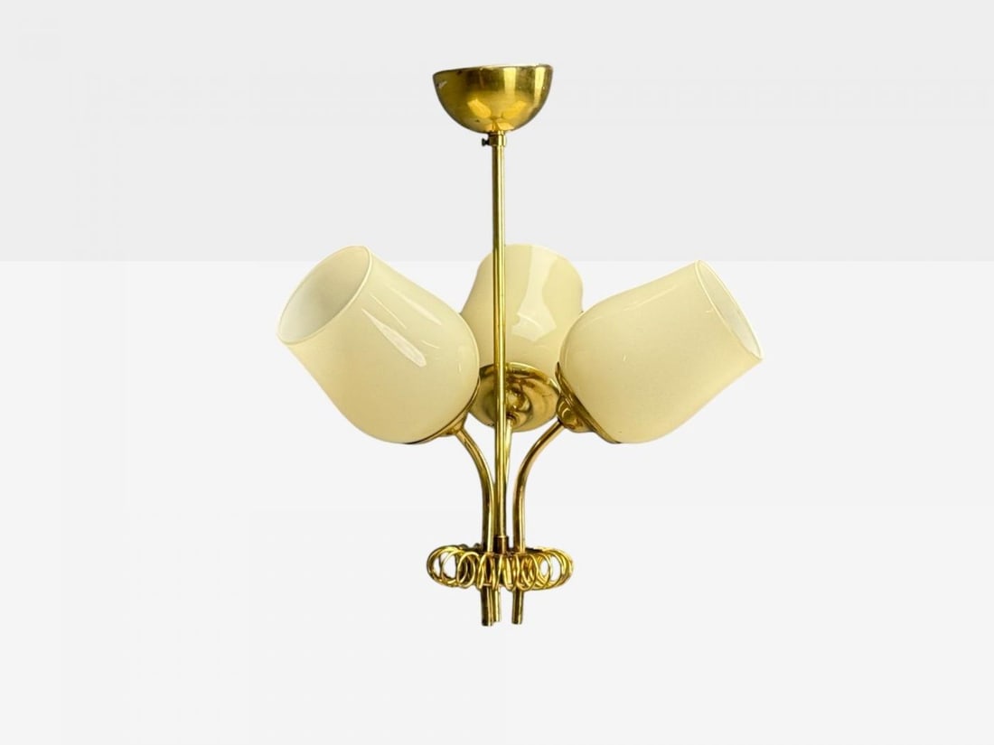 Itsu, Finnish Modern, Pendant Light, Opal Glass, Finland, 1940s - 2