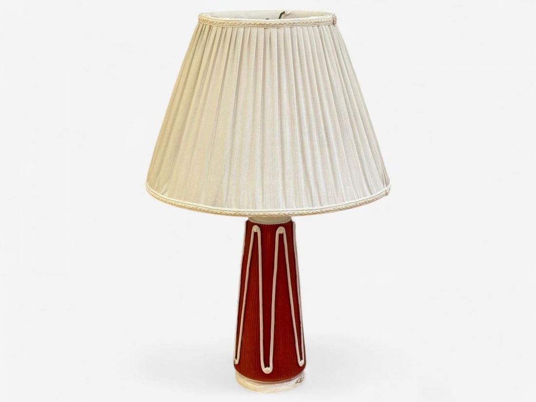 Italian Modern, Red Ceramic, Table Lamp, Italy, 1950s - 2