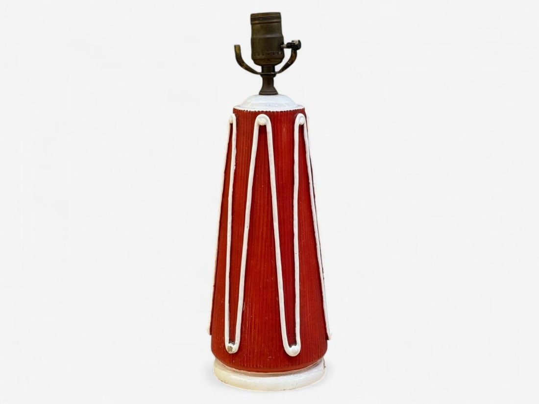 Italian Modern, Red Ceramic, Table Lamp, Italy, 1950s - 3