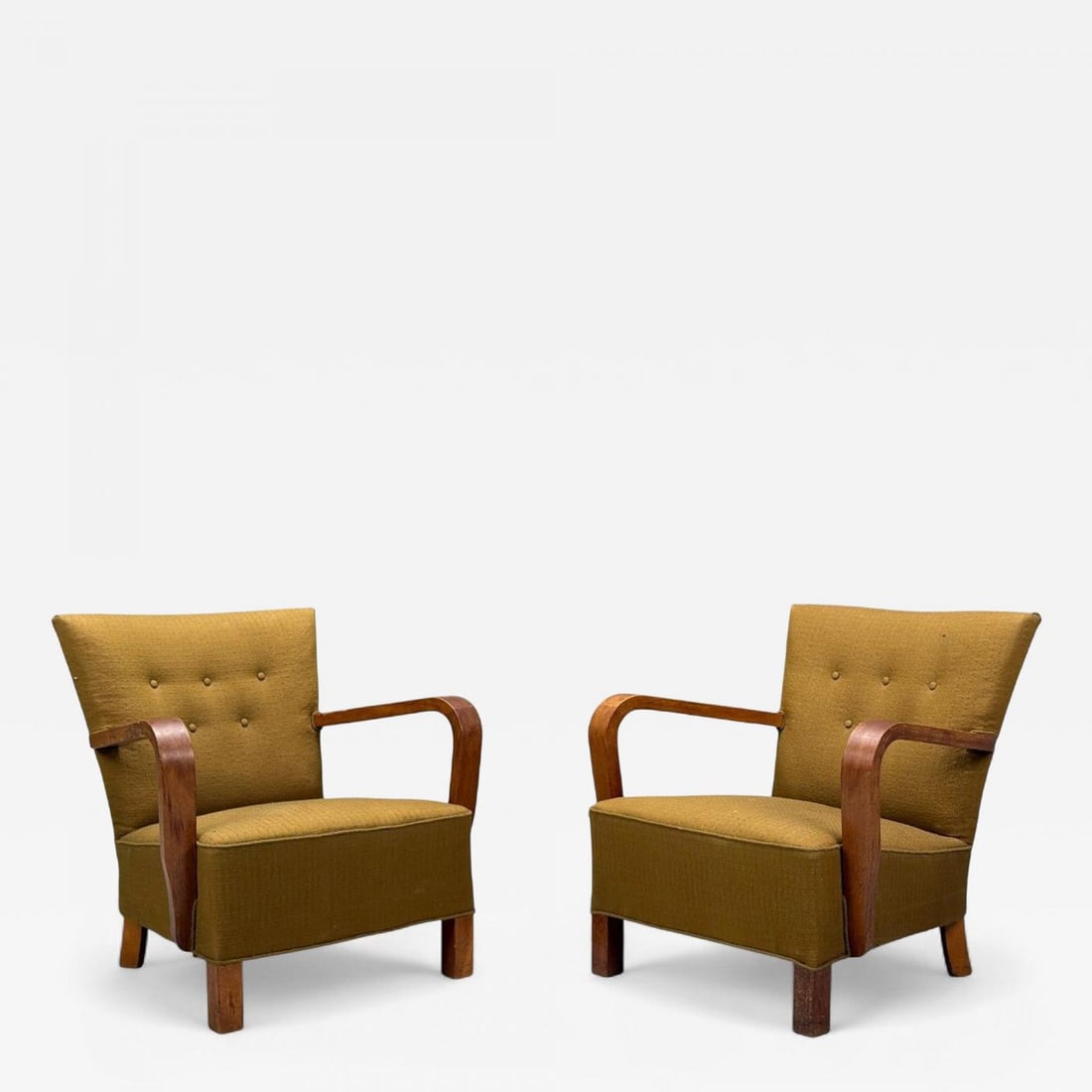 Danish Modern, Bentwood, Fabric, Lounge Chairs, Denmark, 1930s (1 of 11)