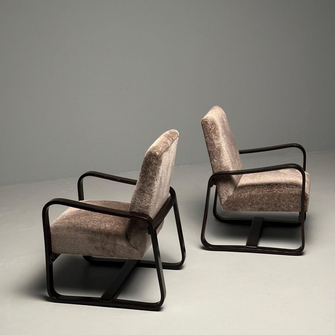 Giuseppi Pagano, Art Deco, Bentwood, Armchairs & Ottomans, Italy, 1940s - 10