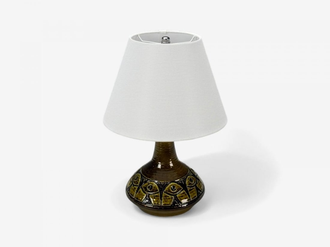 Arne Finne Nielsen, Olive Green Stoneware, Table Lamp, Denmark, 1960s - 3