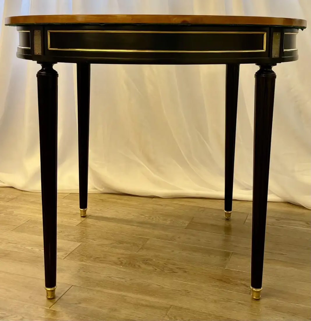 Hollywood Regency Ebony Game, Card Table, Louis XVI Style, Bronze Mounted - 5