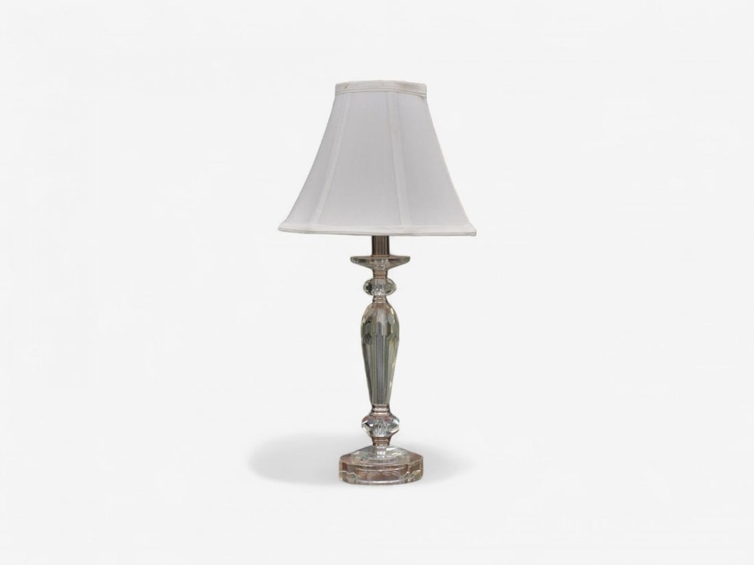 Hollywood Regency Style, Cut Crystal, Fabric, Small Table Lamps, USA, 1970s - 3