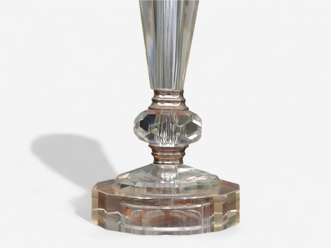 Hollywood Regency Style, Cut Crystal, Fabric, Small Table Lamps, USA, 1970s - 4