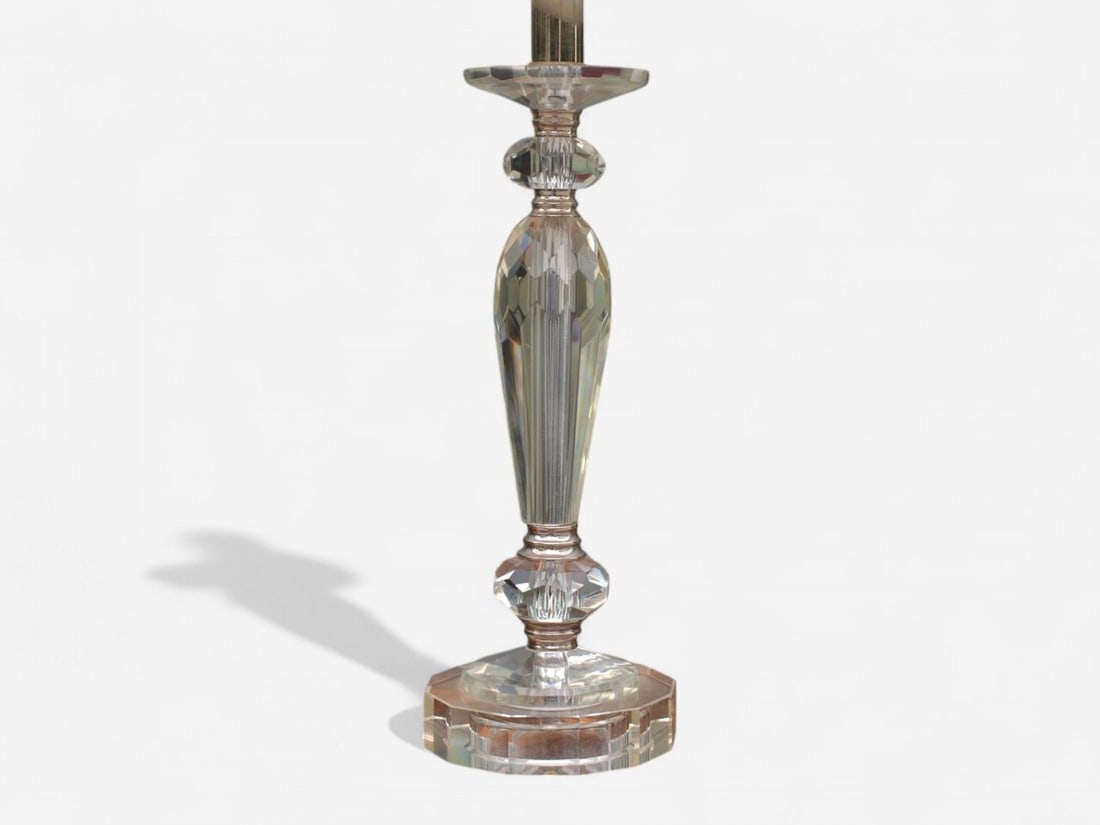 Hollywood Regency Style, Cut Crystal, Fabric, Small Table Lamps, USA, 1970s - 5