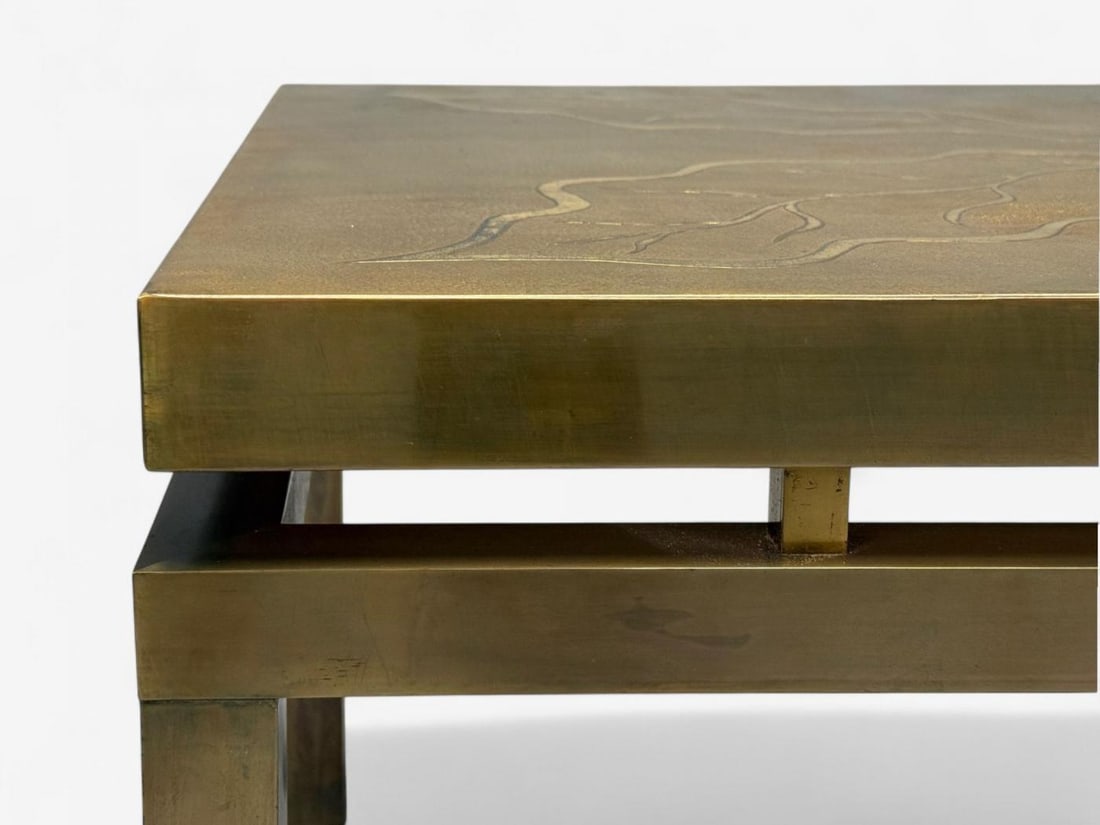 Willy Daro, Engraved Brass, Coffee Table, Belgium, 1970s - 10