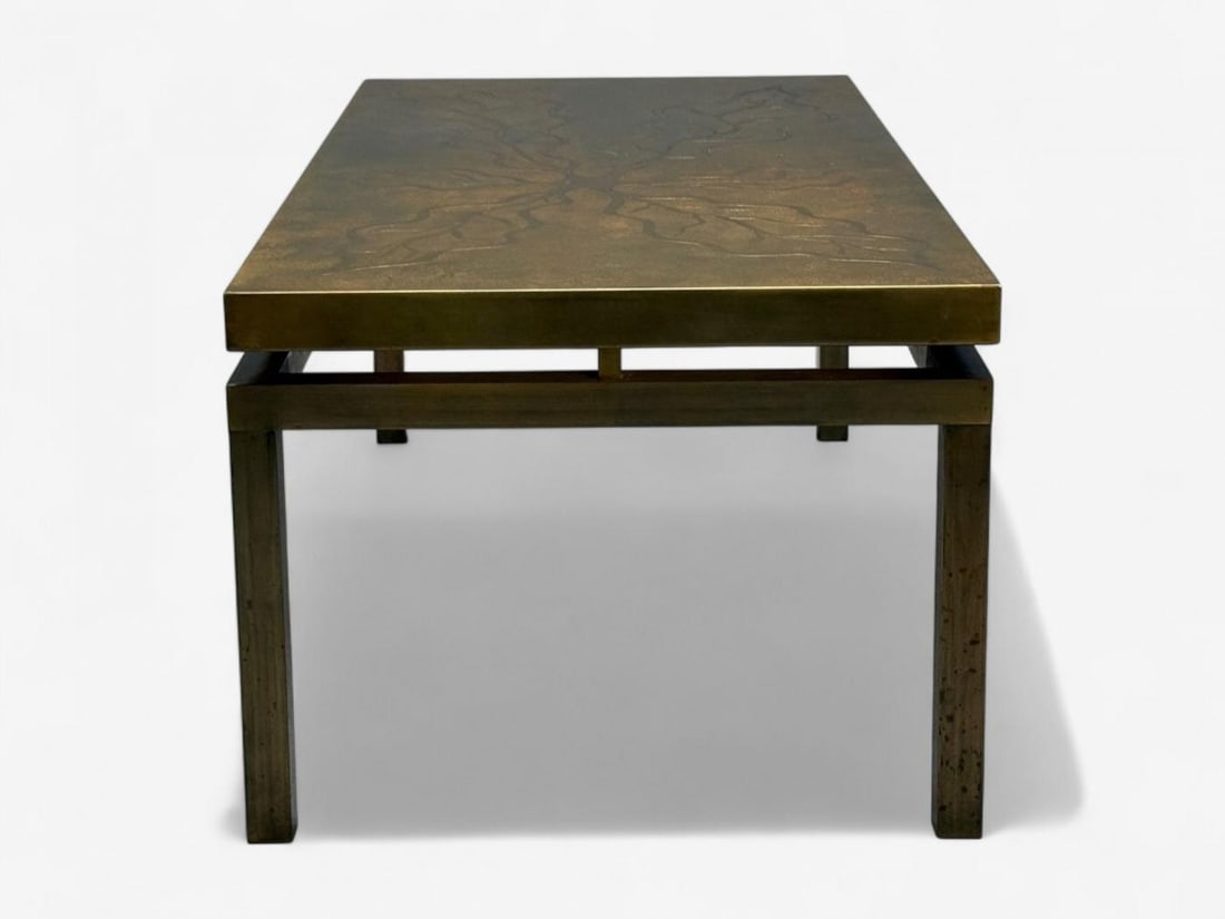 Willy Daro, Engraved Brass, Coffee Table, Belgium, 1970s - 11