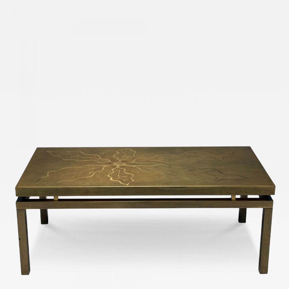 Willy Daro, Engraved Brass, Coffee Table, Belgium, 1970s (1 of 12)