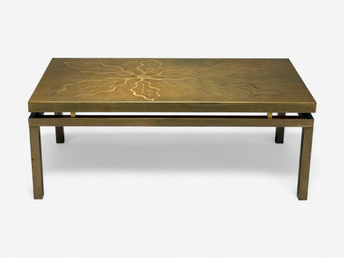 Willy Daro, Engraved Brass, Coffee Table, Belgium, 1970s - 3