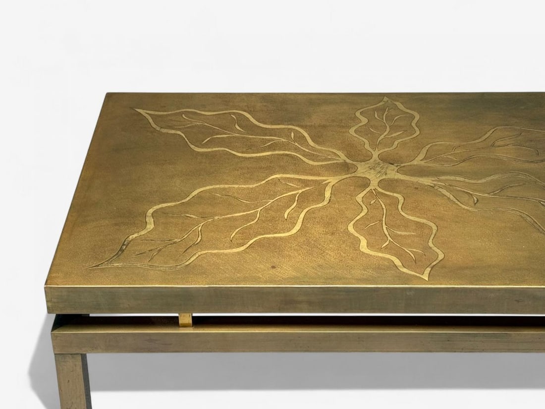 Willy Daro, Engraved Brass, Coffee Table, Belgium, 1970s - 4
