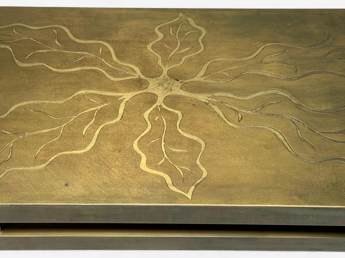 Willy Daro, Engraved Brass, Coffee Table, Belgium, 1970s - 5