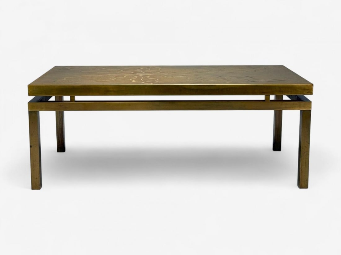 Willy Daro, Engraved Brass, Coffee Table, Belgium, 1970s - 8