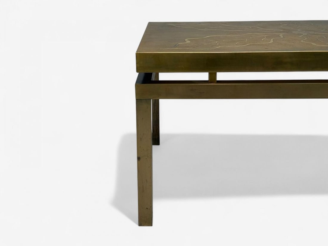 Willy Daro, Engraved Brass, Coffee Table, Belgium, 1970s - 9