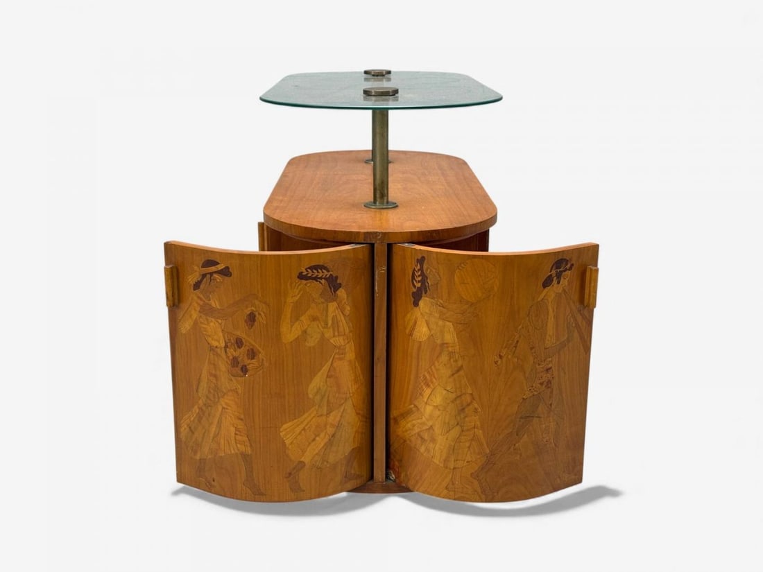 Erik Mattsson, Art Deco, Marquetry, Glass, Rare Bar Cart, Sweden c. 1939 - 5