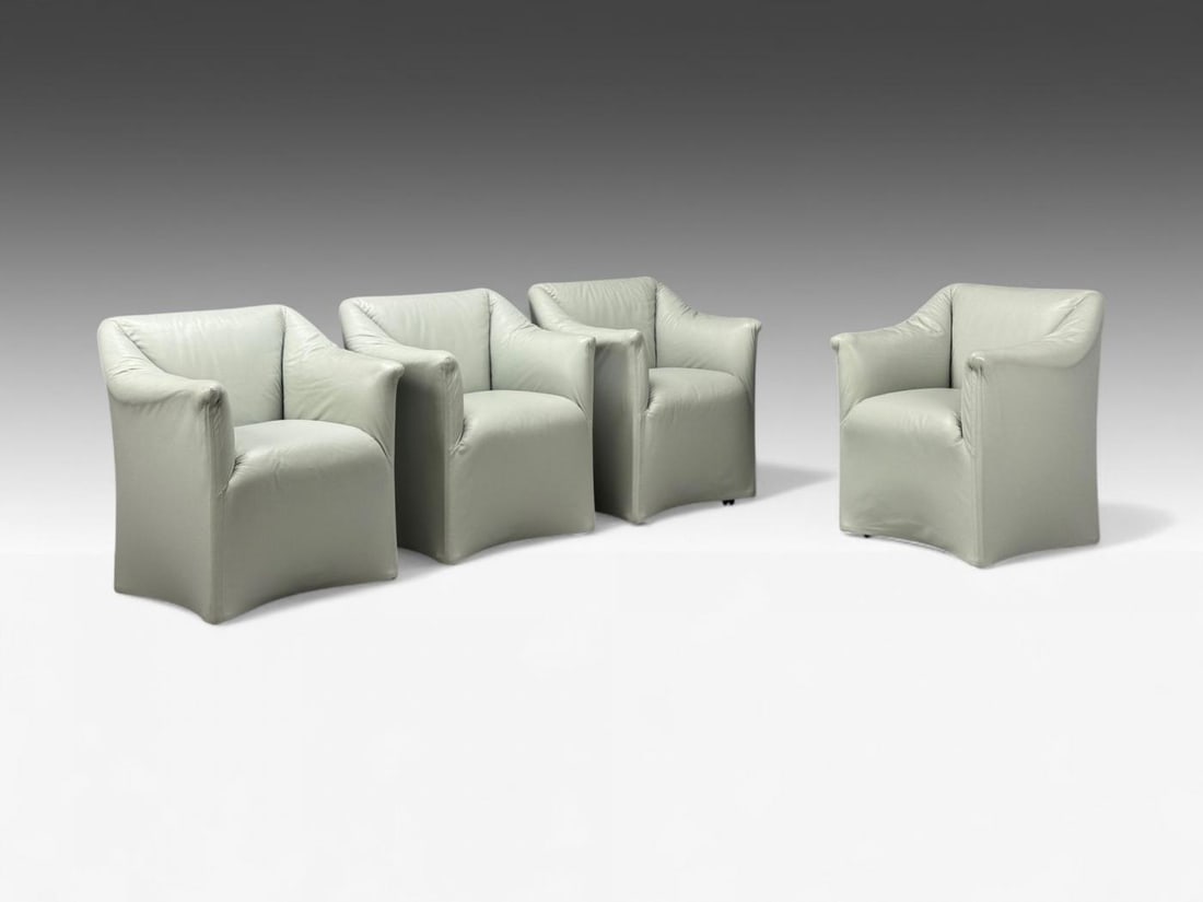 Mario Bellini, Italian Modern, Leather, Four Model 684 Armchairs, Italy, 1980s - 3