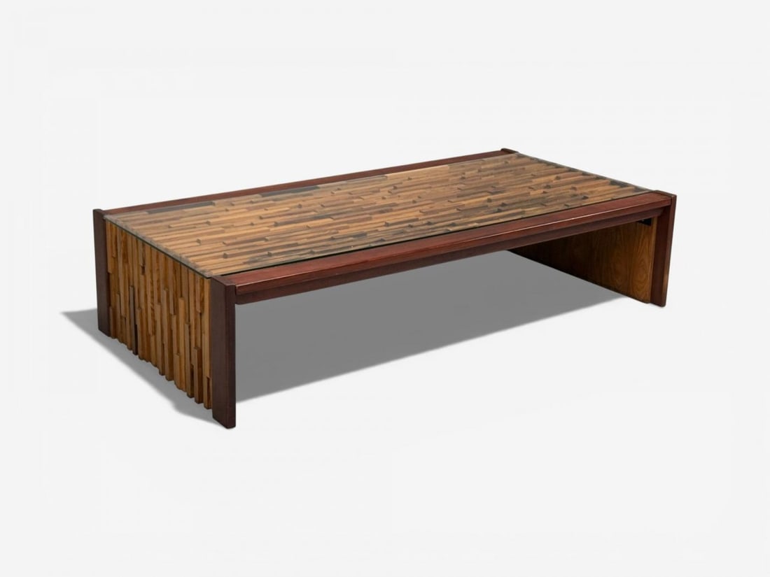 Percival Lafer, Coffee Table, Rosewood, Mixed Wood, Glass, Brazil, 1970s - 2