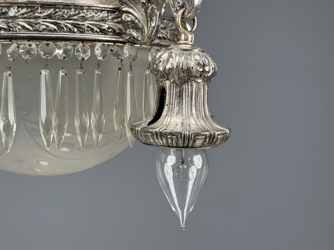French Victorian, Chandelier, Etched Glass, Silver Plated, 19th Century - 10