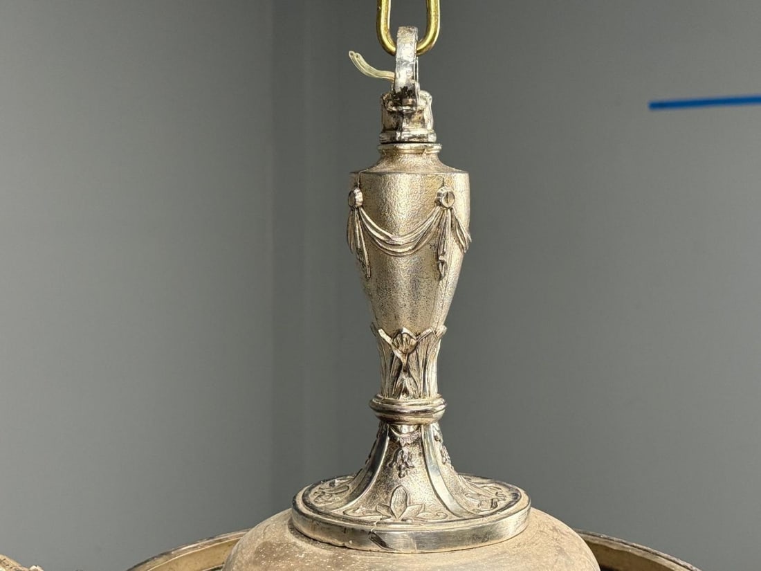 French Victorian, Chandelier, Etched Glass, Silver Plated, 19th Century - 12