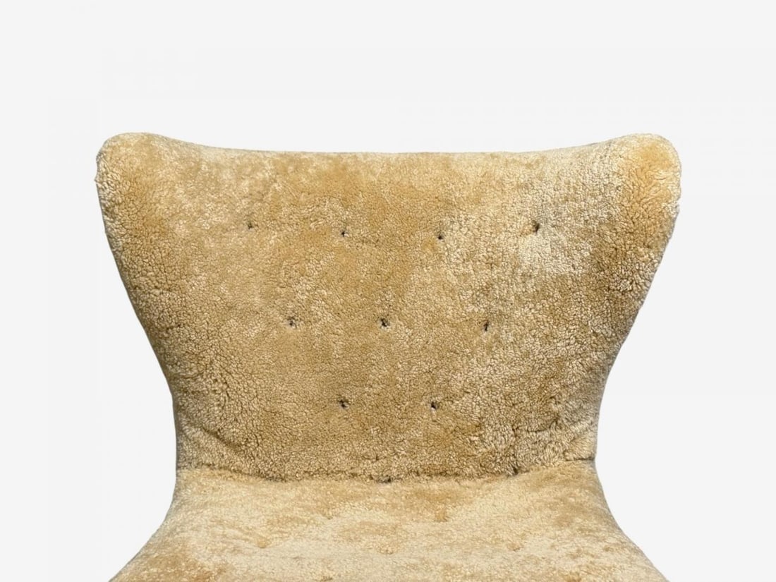 Erik Bertil Karlén, Rare Easy Chair, Beech, Shearling, Sweden, 1940s - 4