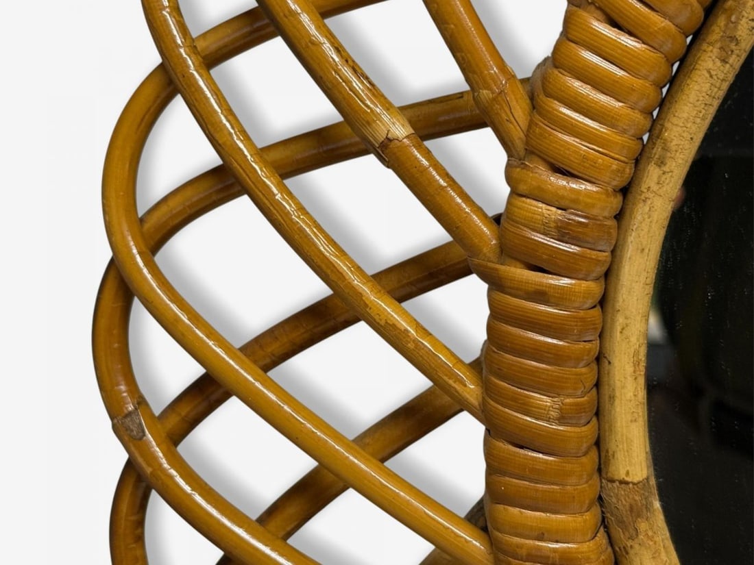 Italian Modern, Rattan, Bamboo, Wall Mirror, Italy, 1960s - 4