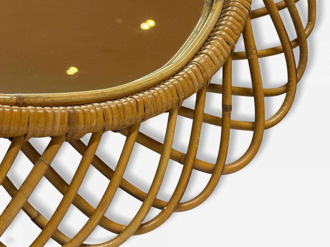Italian Modern, Rattan, Bamboo, Wall Mirror, Italy, 1960s - 5