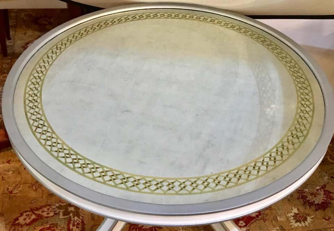 Pair of Compatible Églomisé Top Painted Side, End or Centre Tables - 7