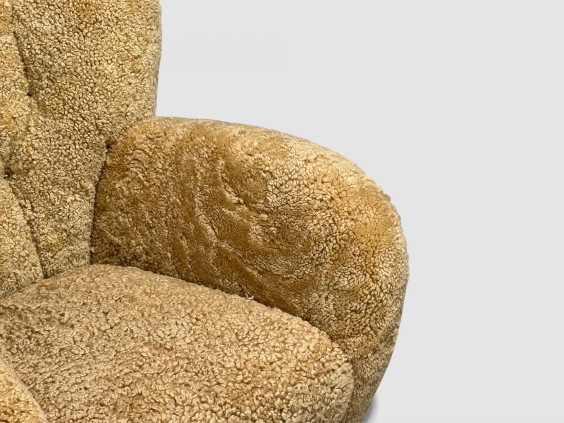 Finnish Modern, Organic Lounge Chairs, Shearling, Wood, Finland, 1940s - 7