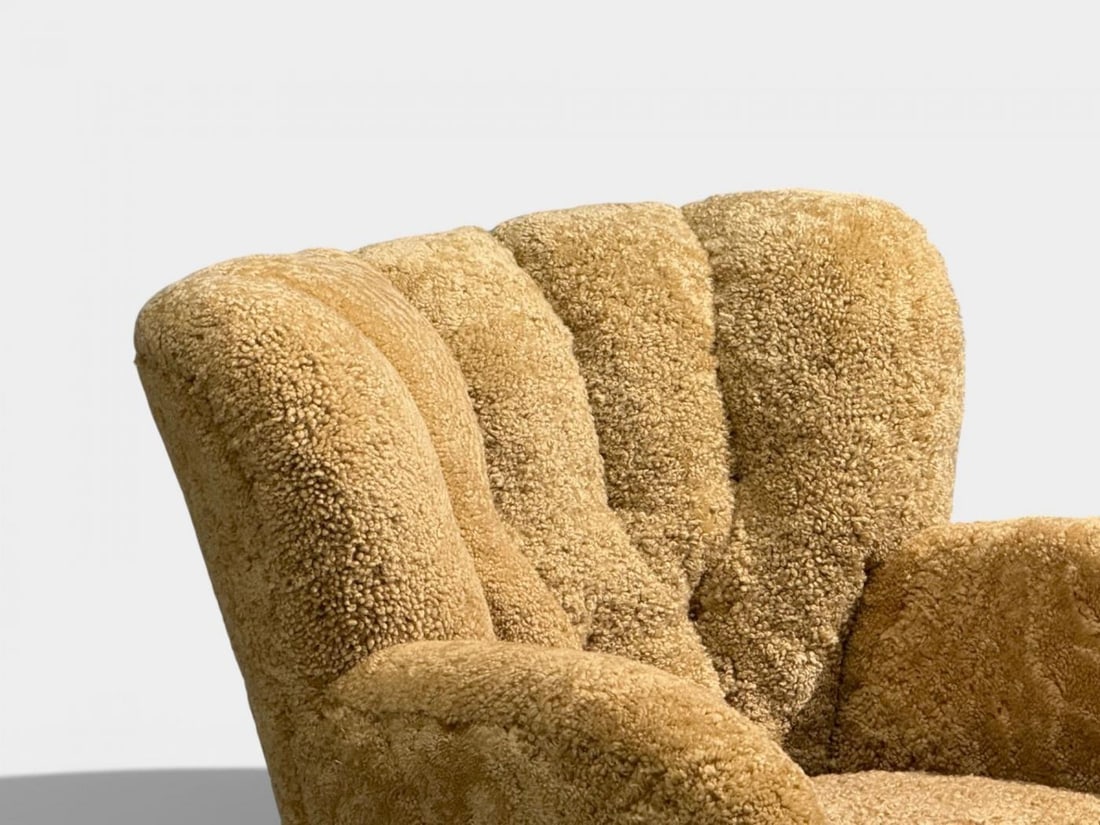 Finnish Modern, Organic Lounge Chairs, Shearling, Wood, Finland, 1940s - 8