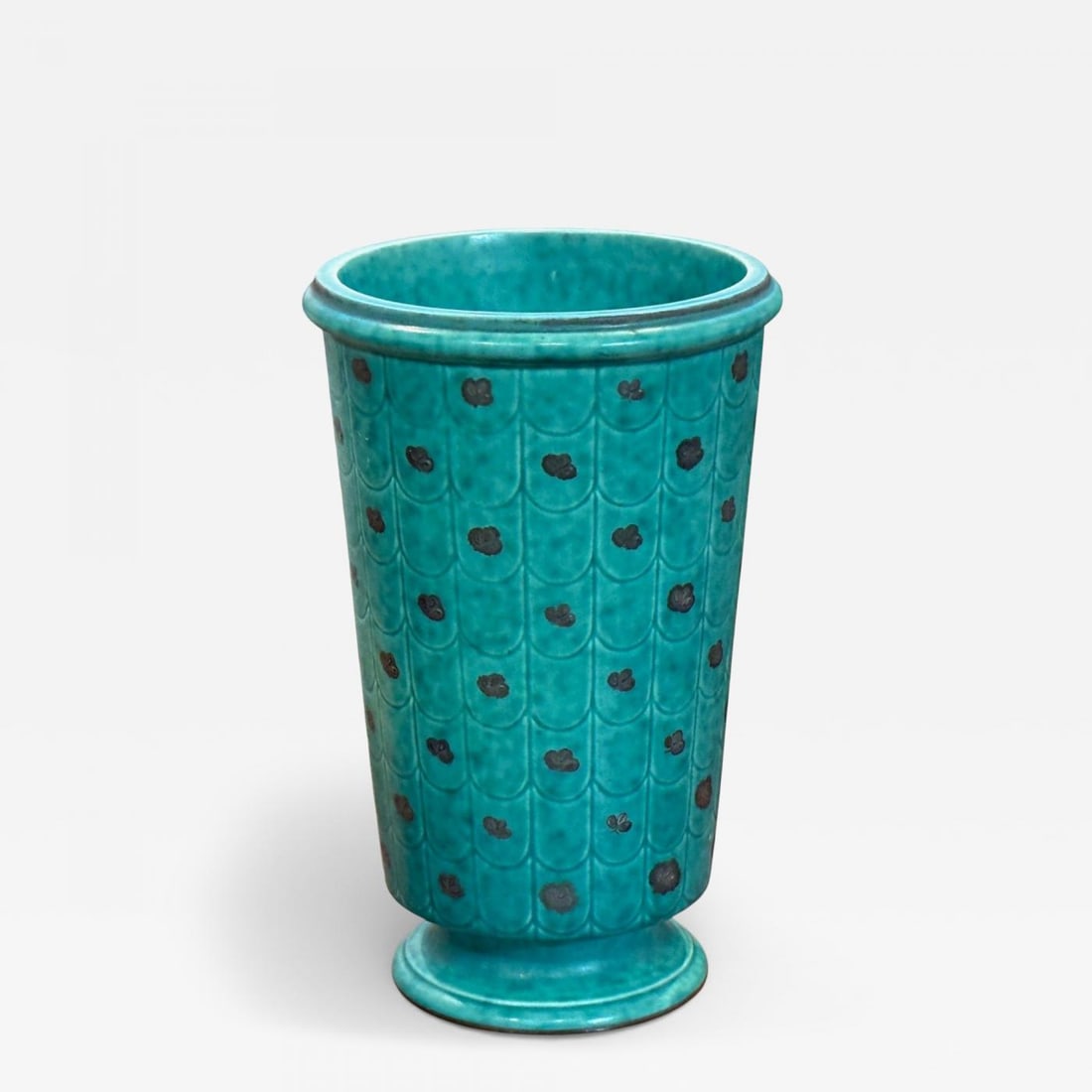 Wilhelm Kage, Green Ceramic, Argenta Vase, Sweden, 1930s (1 of 10)