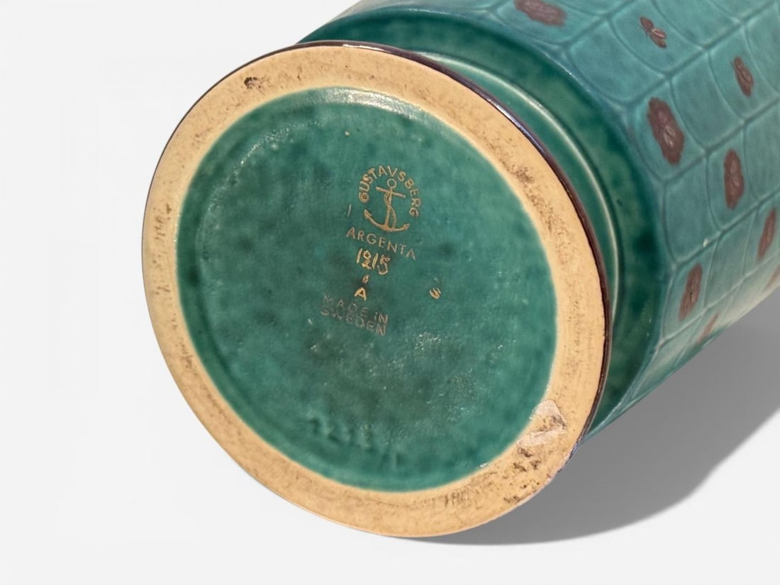 Wilhelm Kage, Green Ceramic, Argenta Vase, Sweden, 1930s - 9
