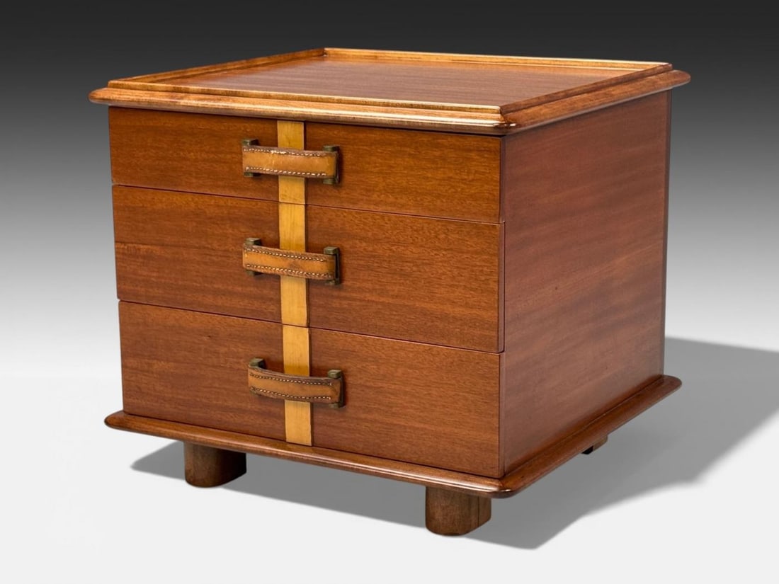 Paul Frankl, Rare Nightstands, Mahogany, Rock Maple, Brass, Leather, USA, 1950s - 4